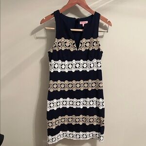 Lilly Pulitzer Navy and Gold Mini Dress